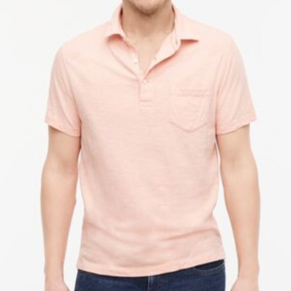NWT Re-Imagined by J. Crew men's garment-dyed light pink polo shirt sz XXL